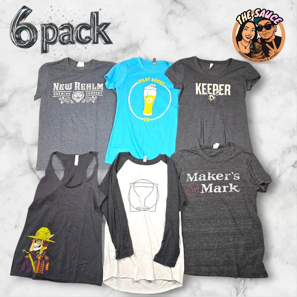 Brewery Distillery Graphic Tee Tank Bundle Women Small/M Grey 6pc Alcohol Brands